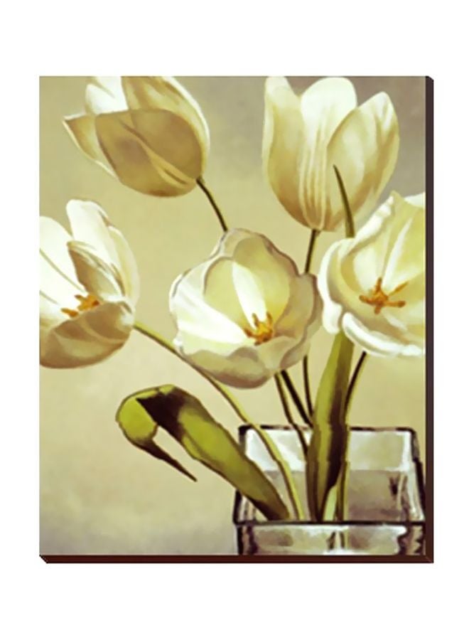 لوحة جدارية لتزيين الحائط مع إطار أبيض/أخضر 24x24سم