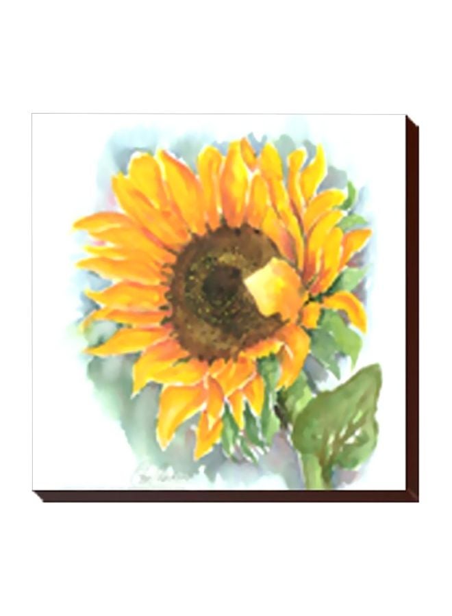 Decorative Wall Painting With Frame White/Yellow/Green 24x24cm