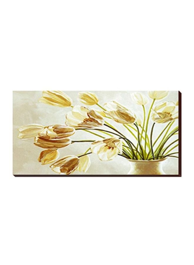 Decorative Wall Painting With Frame White/Green/Brown 120x40cm