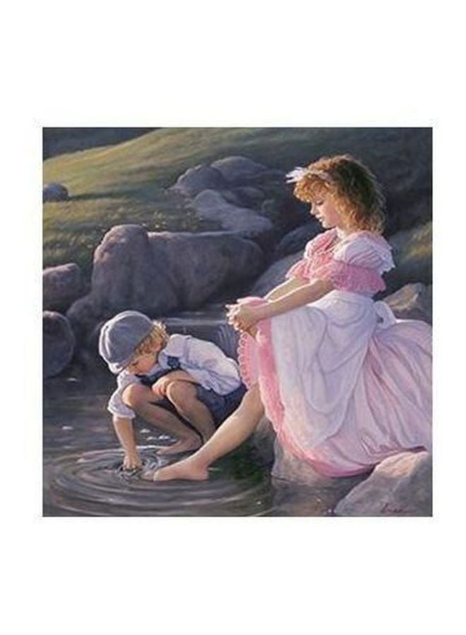 Decorative Wall Poster Pink/Grey/Green 15x15centimeter