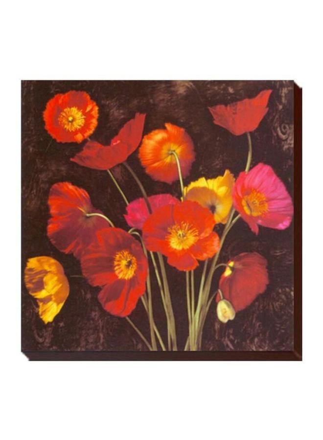 Photo Block Decorative Wall Painting With Frame Red/Brown/Yellow 34x34cm 