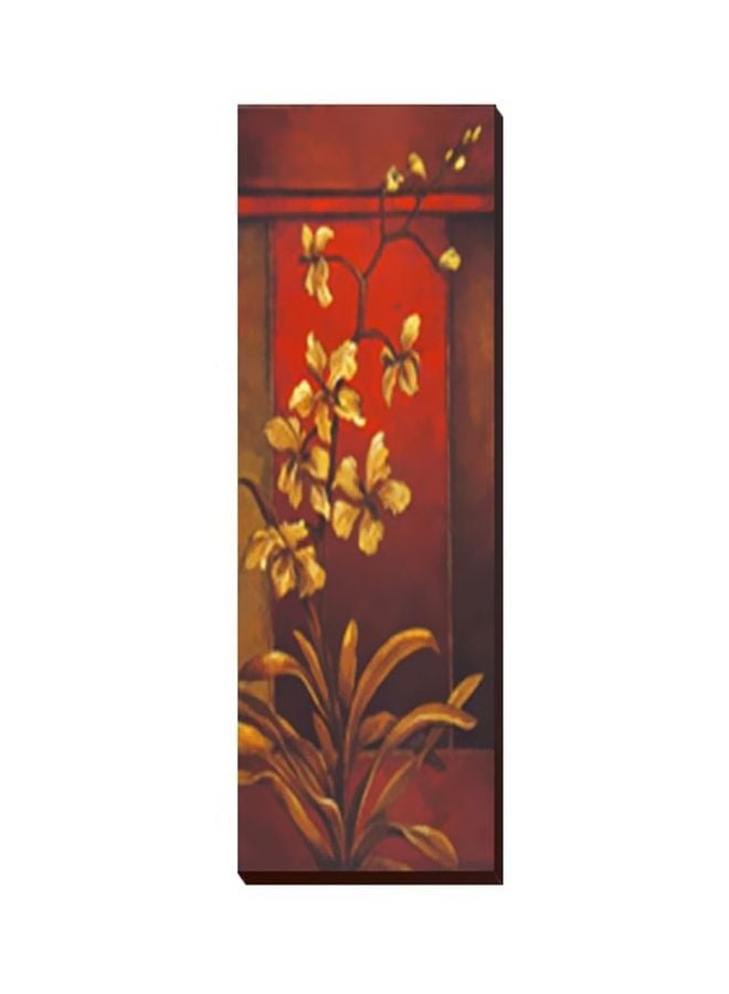 Photo Block Decorative Wall Painting With Frame Red/Brown/Gold 99x29cm