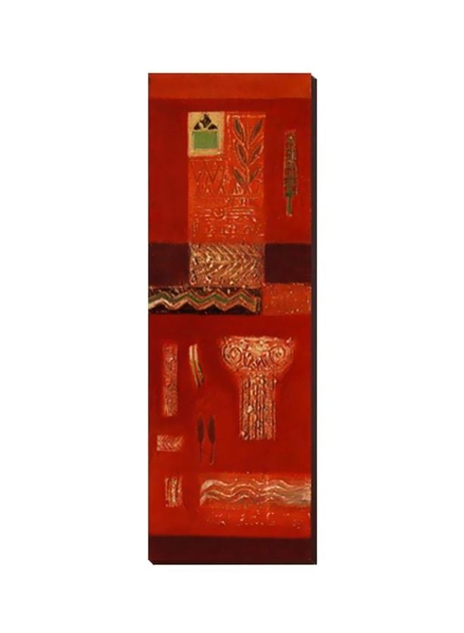 فوتو بلوك لوحة جدارية لتزيين الحائط مع إطار أحمر/ برتقالي/ بني 40x120سم 
