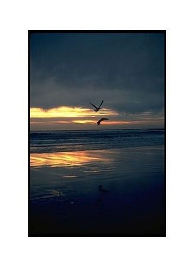 Decorative Wall Poster Yellow/Black/Blue 45 X31cm