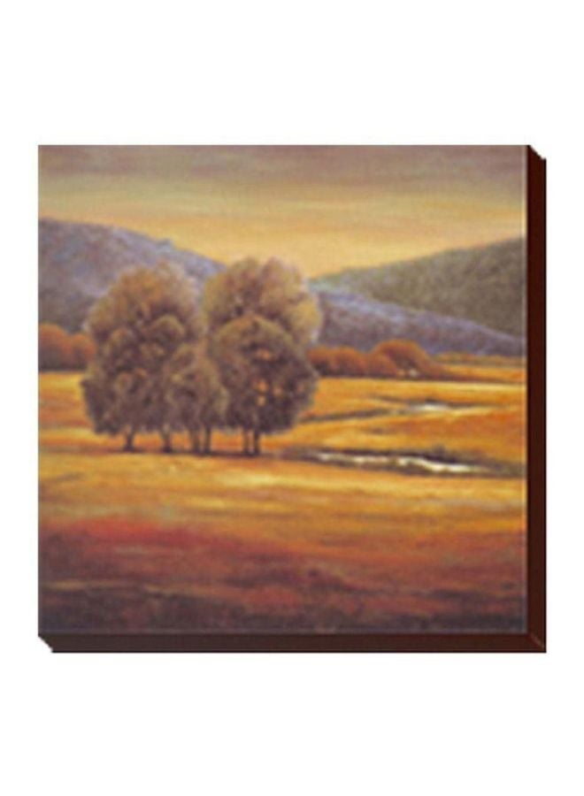 Decorative Wall Painting Brown/Blue/Yellow 24 X 24cm