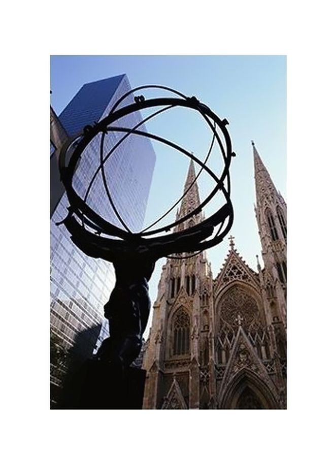 Decorative Wall Poster Blue/Beige/Black 60x40cm