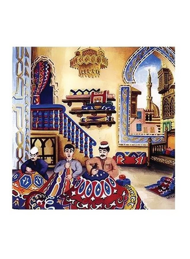 بوستر حائط للتزيين أزرق / ذهبي/ أرجواني 23x23سم