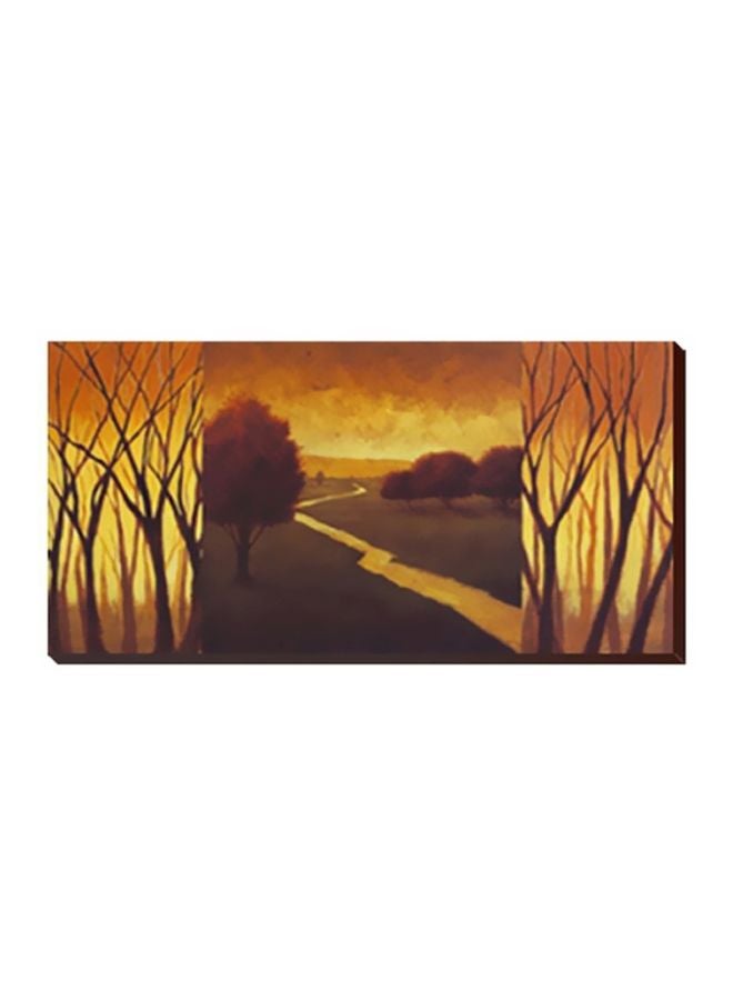 فوتو بلوك ستيكر فني لتزيين الحائط مع إطار بني/أصفر 60x40سم