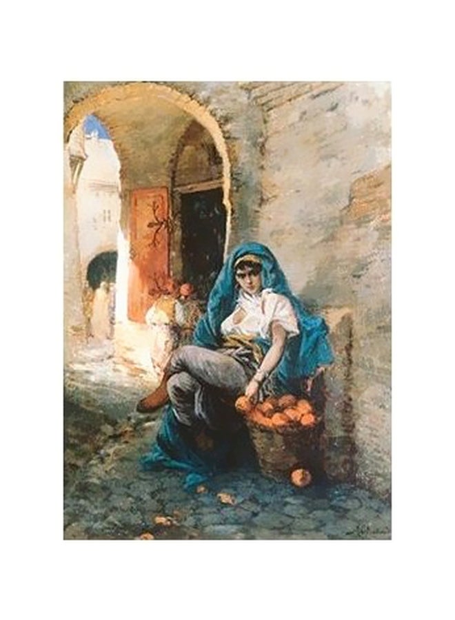 لوحة فنية لديكور الحائط أزرق/بيج/أبيض 34x18سم