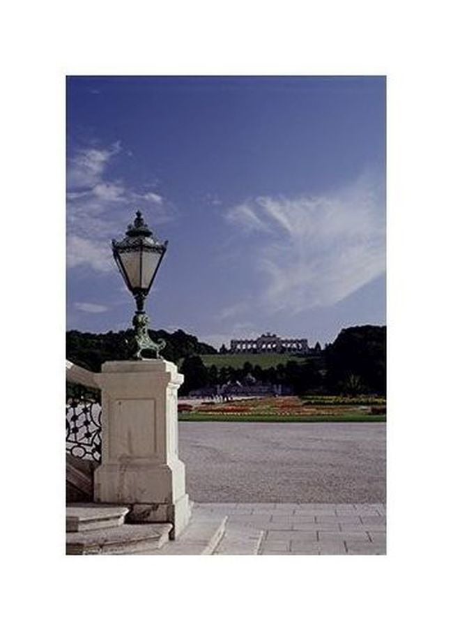 Decorative Wall Poster Blue/White/Black 34x24cm