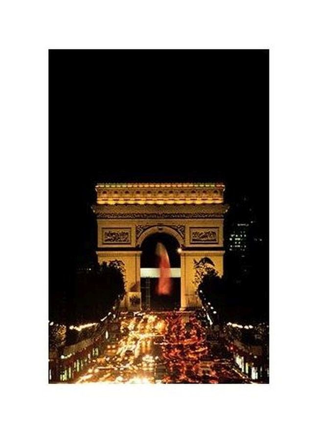 Decorative Wall Poster Black/Yellow/Gold 34x24cm