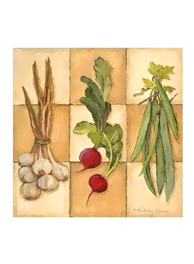 Photo Block Decorative Wall Poster Beige/Green/Orange 15x15cm 