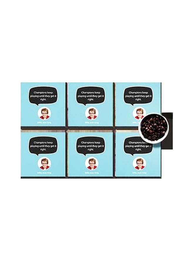 طقم حوامل أكواب بطبعة للديكور من 6 قطع أسود/أزرق 7 x7سم