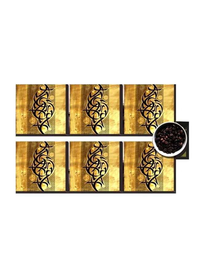 PHOTOBLOCK 6-Piece Decorative Coasters Gold/Black 7x7cm 