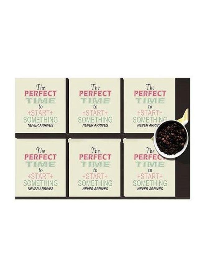 طقم حاملات أكواب مطبوعة مكون من 6 قطع بيج / وردي / أخضر 7x7سم