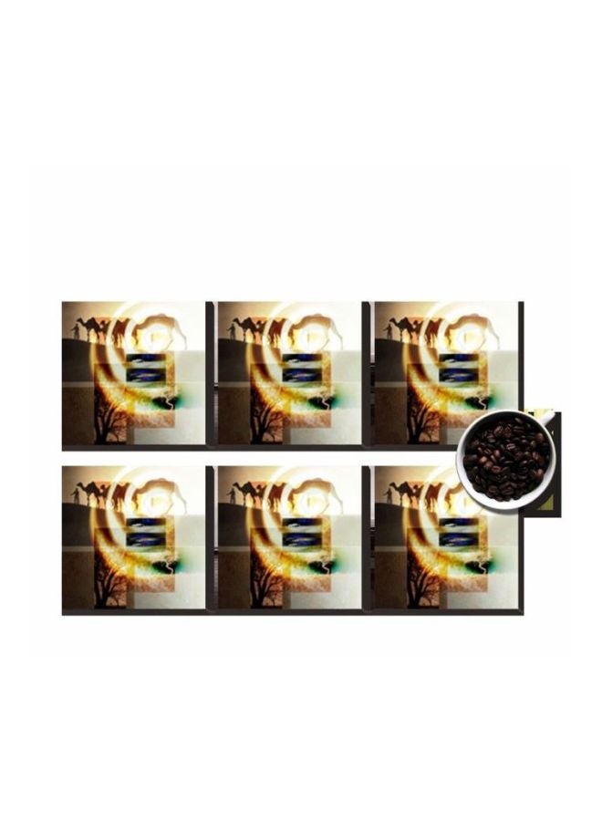 طقم قواعد أكواب مزنة بطبعات مؤلف من 6 قطع أخضر/أسود/أبيض 7x7سم