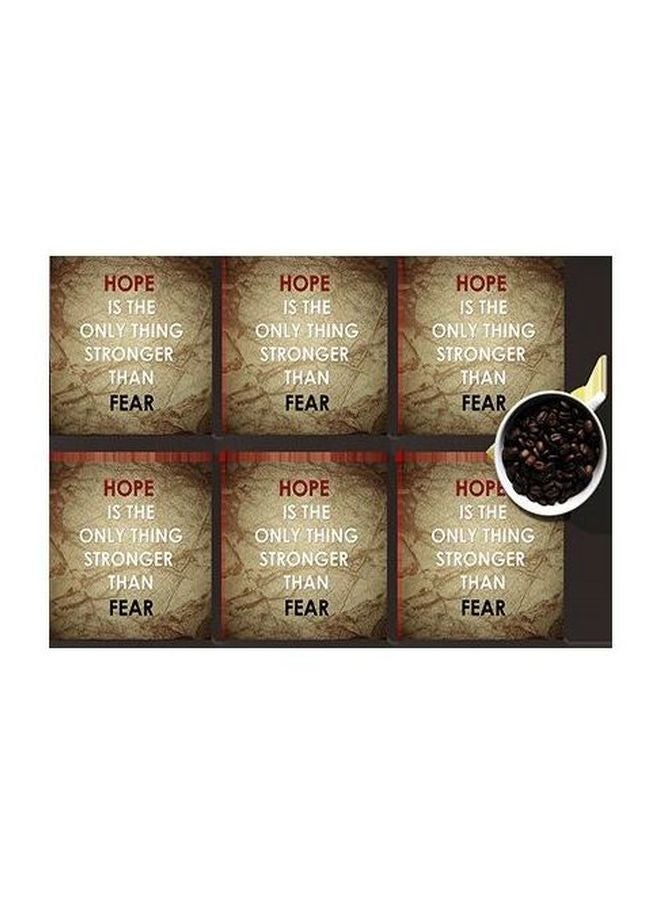 طقم حاملات أكواب مطبوعة مكون من 6 قطع بني/أبيض/أسود 7x7سم