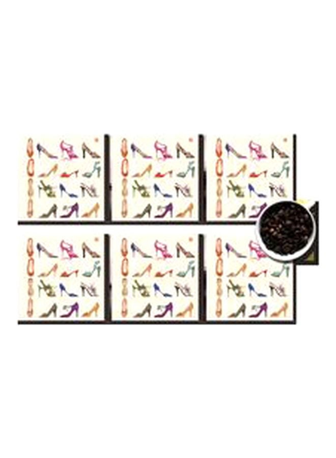 6-Piece Decorative Coaster Beige/Brown/Pink 7x7cm