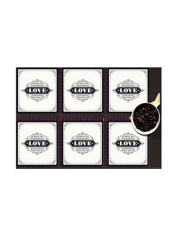 طقم حاملات أكواب مطبوعة مكون من 6 قطع أبيض/ أسود 7x7سم