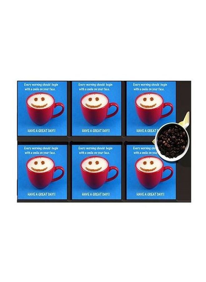 طقم حاملات أكواب مطبوعة مكون من 6 قطع أزرق/أحمر/أبيض 7x7سم