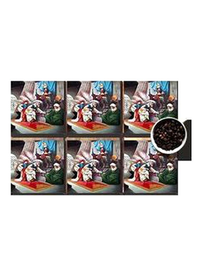 6-Piece Printed Coaster Set Red/Blue/Green 7x7cm