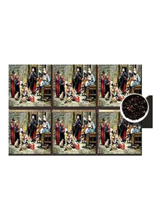 6-Piece Printed Coaster Set Red/Blue/Beige 7x7cm