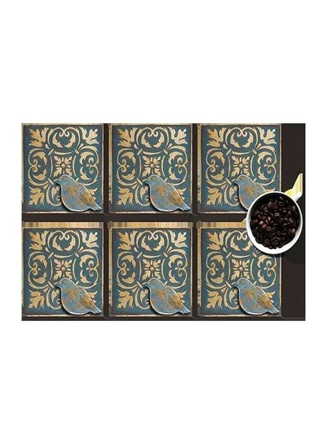 فوتو بلوك طقم حوامل أكواب بطبعة للديكور من 6 قطع أزرقذهبي 7 X 7سم