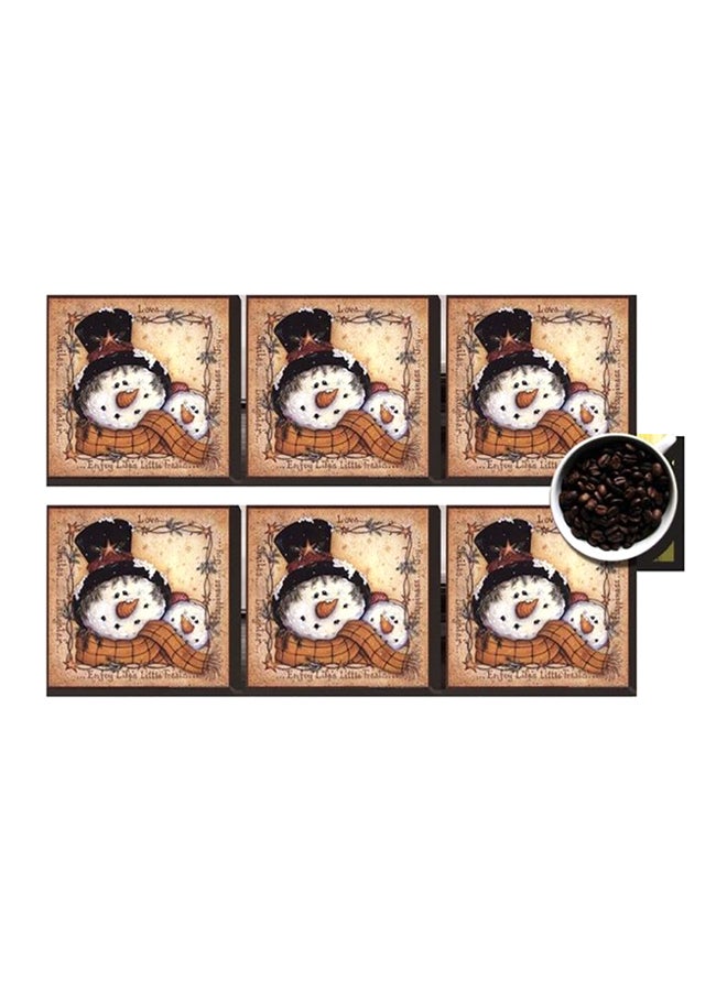 6-Piece Coaster Set Beige/White/Black 7 x7cm