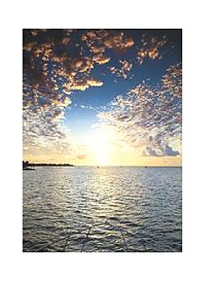 بوستر حائط للتزيين أزرق/أبيض/أصفر 45x31سم