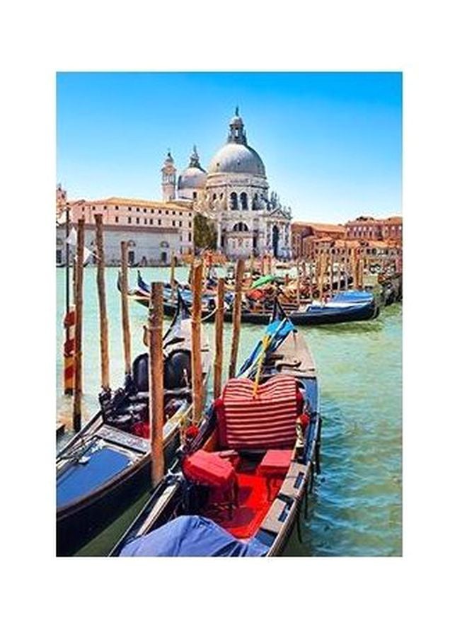 بوستر حائط للتزيين أزرق/أبيض/ بيج 45X31سم