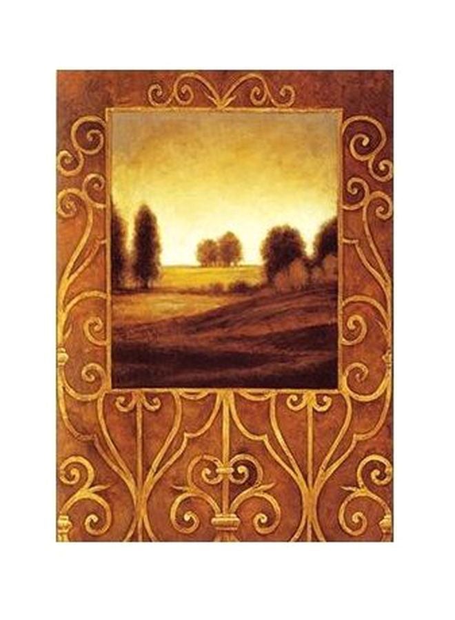 لوحة فنية لديكور الحائط أصفر/ بني/ ذهبي 60x40سم