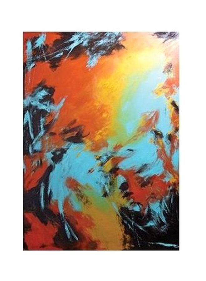 Decorative Wall Painting Blue/Red/Yellow 60x40cm