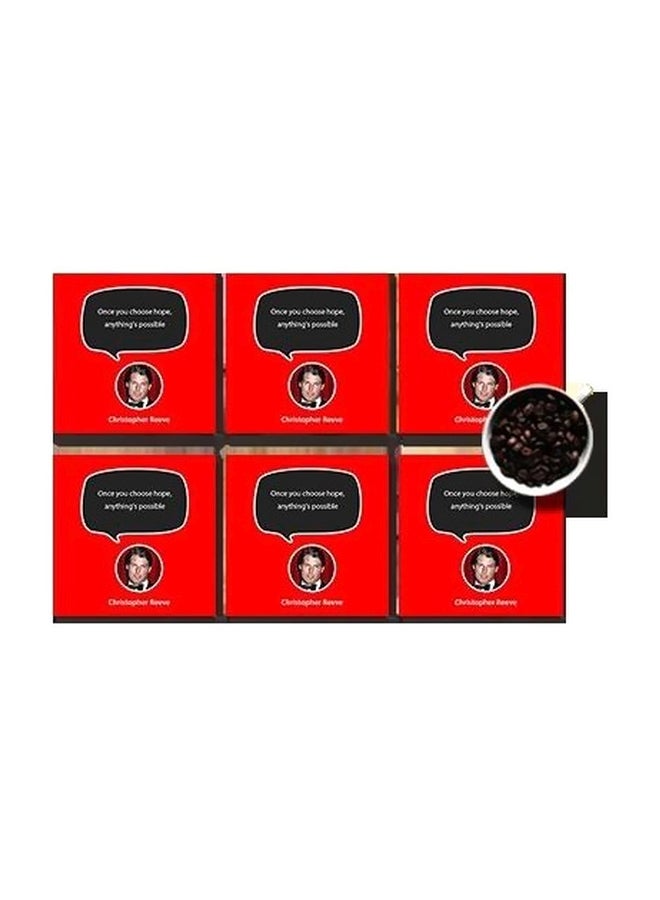 PHOTOBLOCK 6-Piece Printed Coaster Set Red/Black 7x7cm 