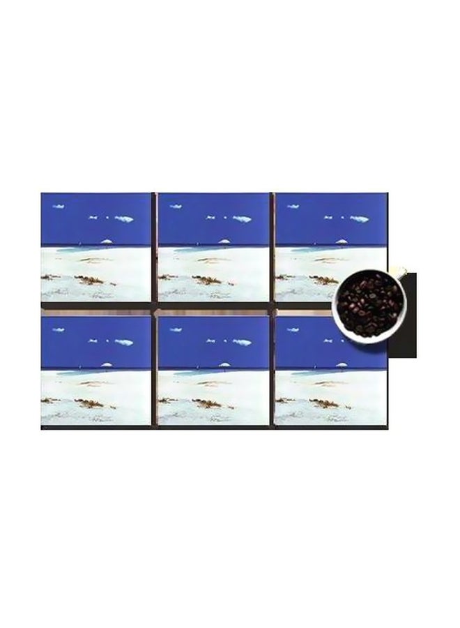 طقم حاملات أكواب مطبوعة مكون من 6 قطع أزرق/ أبيض 7x7سم