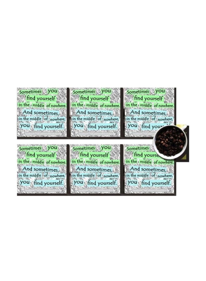 6-Piece Printed Coaster Set Multicolour 7x7cm