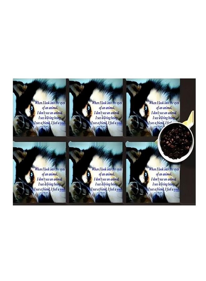 طقم قواعد أكواب من 6 قطع مزين بطبعة أخضر/رمادي 7x7سم