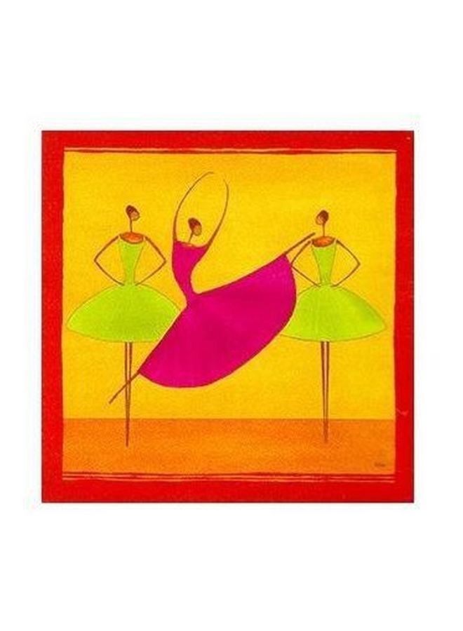 Decorative Wall Painting With Frame Yellow/Pink/Green 32x32cm