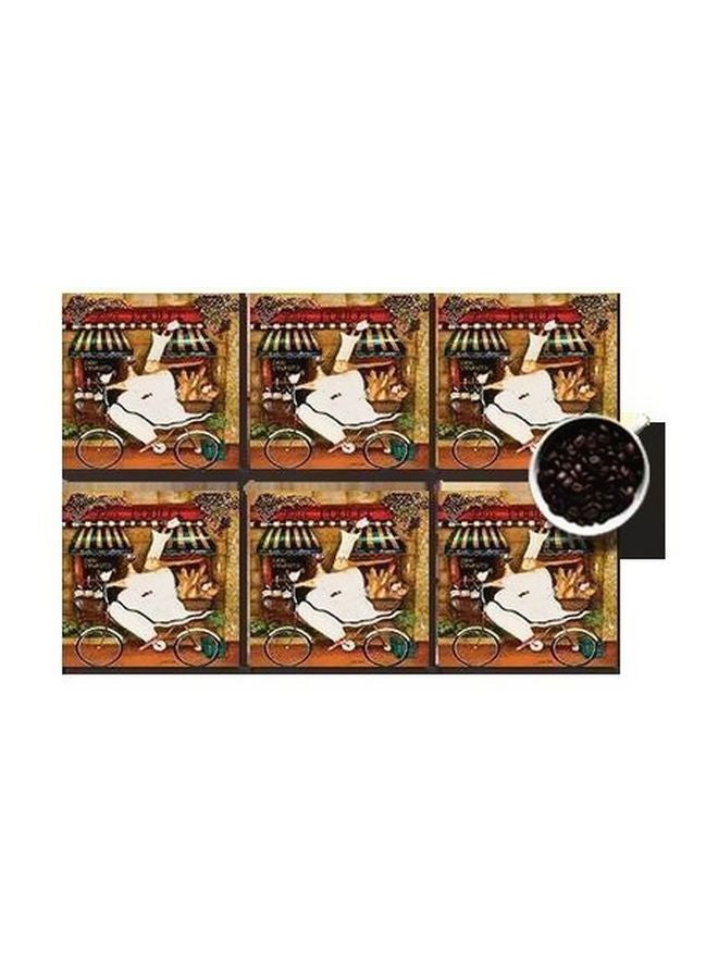 6-Piece Printed Coaster White/Brown/Red 7x7cm - v1565786090/N29075505A_1