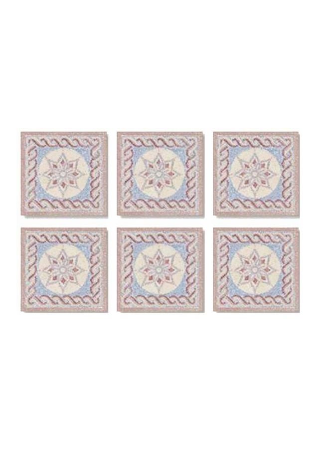 طقم حوامل أكواب بطبعة من 6 قطع بني/أزرق/بيج 7x7سم