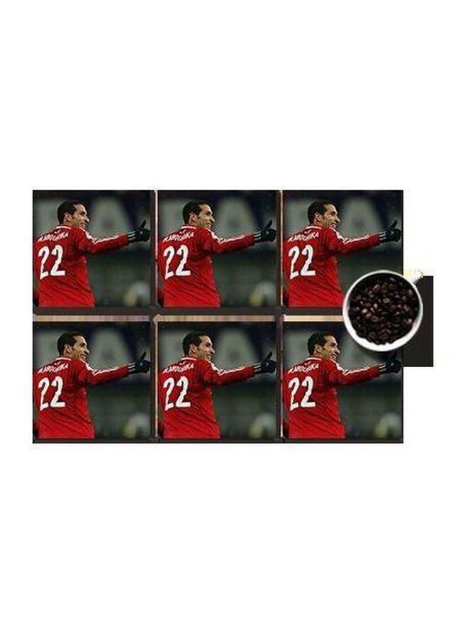 طقم حوامل أكواب بطبعة من 6 قطع أحمر/أسود/بيج 7x7سم