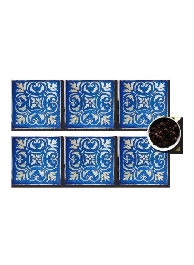 PHOTOBLOCK - 6-Piece Decorative Coaster Set Blue/White 7 x7cm - Image 1
