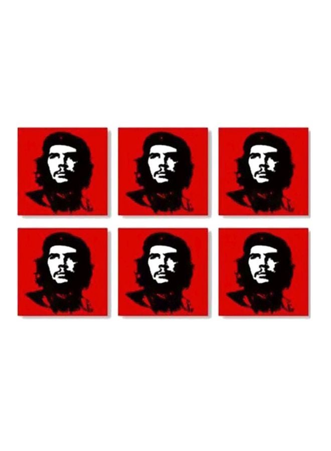 مجموعة حوامل أكواب مغناطيسية بتصميم أنيق من 6 قطع أحمر / أسود / أبيض 7x7سم