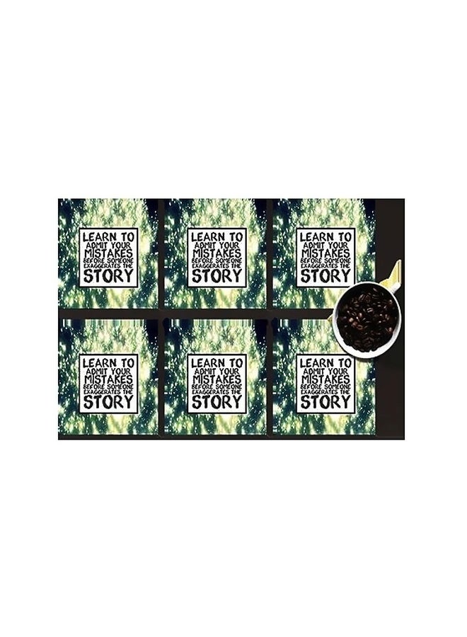 طقم قاعدة الأكواب 6 قطع أخضر/أسود/أبيض 7x7سم