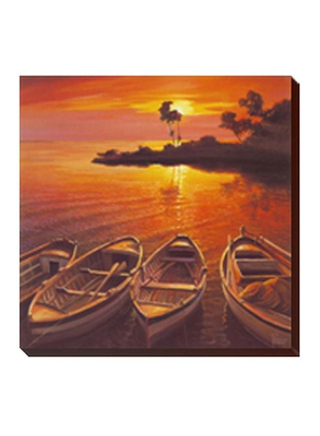 فوتو بلوك لوحة جدارية لتزيين الحائط مع إطار برتقالي/بني/وردي 34x34سم