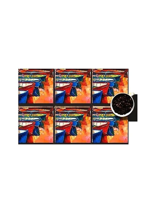 طقم قاعدة الأكواب 6 قطع متعدد الألوان 7x7سم