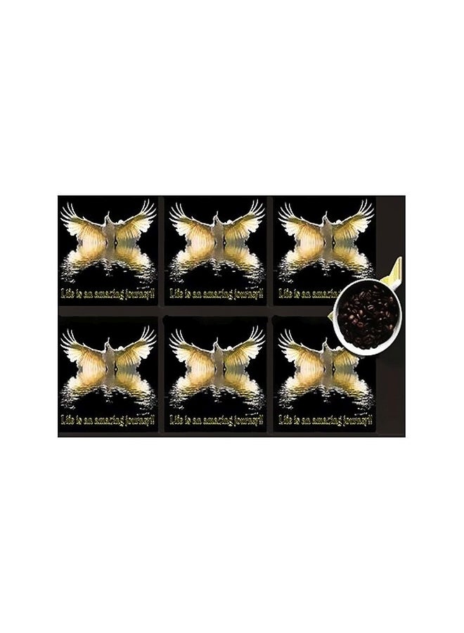 فوتو بلوك طقم قاعدة الأكواب 6 قطع أسود/ أبيض 7x7سم