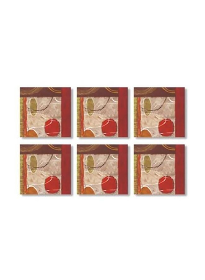 6-Piece Coaster Set Red/Beige/Green 9x9cm