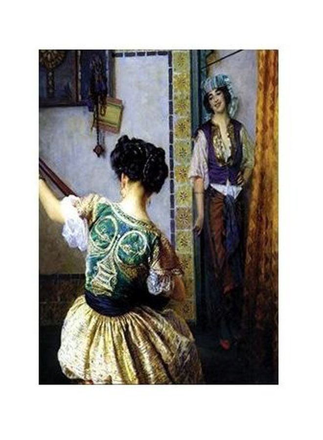 Decorative Wall Poster White/Green/Beige 45x31cm