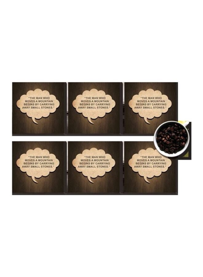 6-Piece Coaster Set Brown/Beige 7x7cm