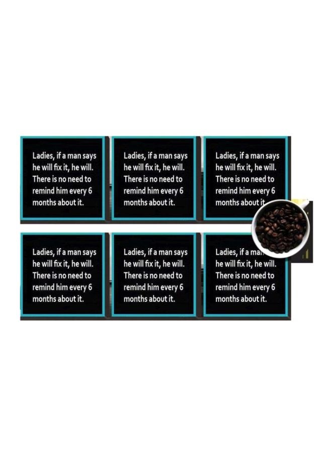6-Piece Coaster Set Blue/Black/White 7x7cm